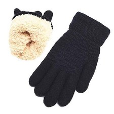 Women's Winter Warm Touch Screen Gloves Womens Thermal Cable Knit Wool Black