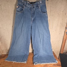 Vintage 90s Y2K Kikwear Drop In K Hole Wide Leg Jeans Baggy Skater Rave Size 30