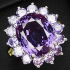 Graceful Lavender Violet Sapphire 8.70Ct 925 Sterling Silver White Gold Rings