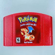 Pokomon Red Version N64 game, American version, used retro game