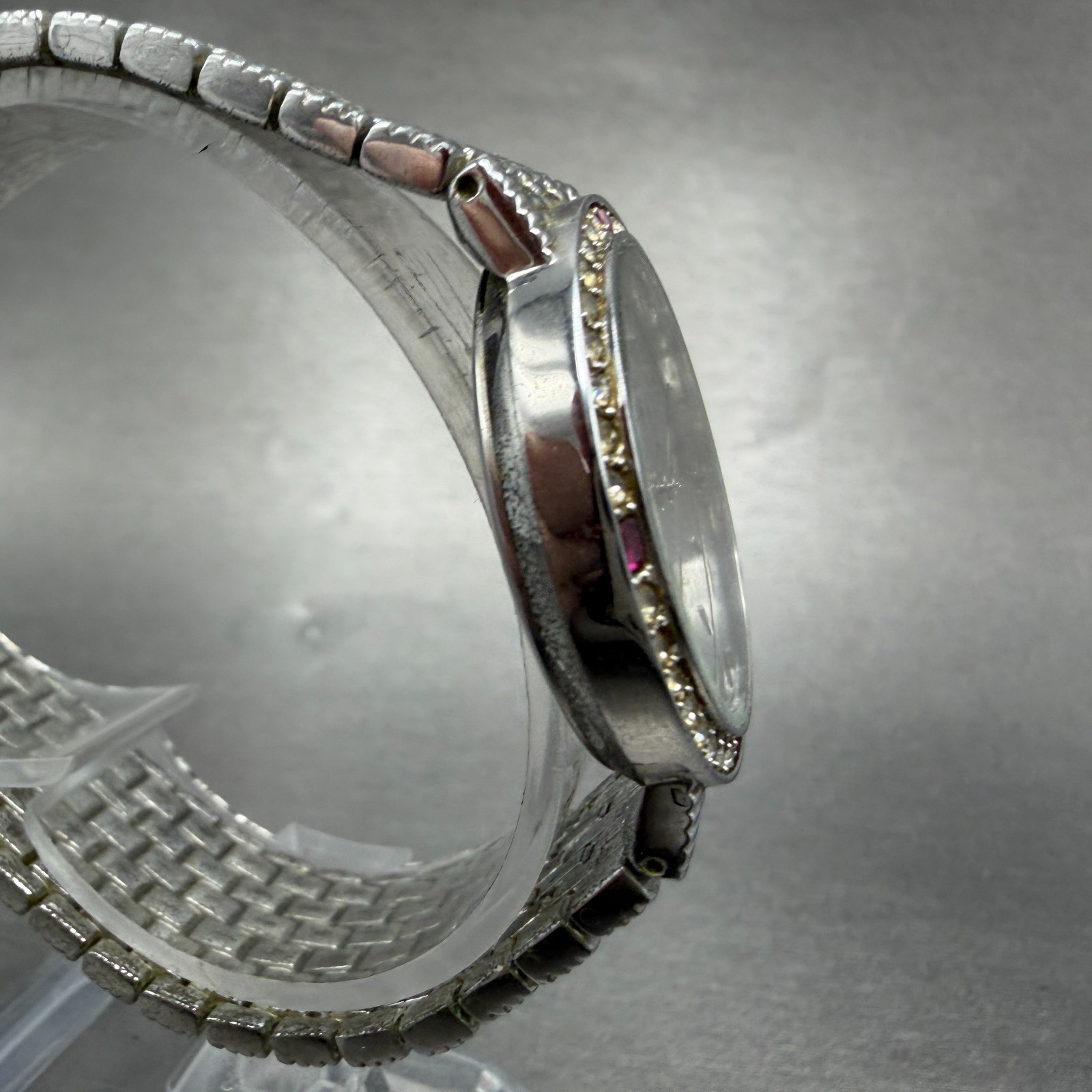 Valentino Roman Watch Unisex 31m Silver Dial Silver Tone Gem Set Bezel New Batt thumbnail 4