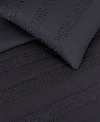 DONNA KARAN HOME ESSENTIAL SILKY STRIPE Collection BLACK Standard / Queen Sham