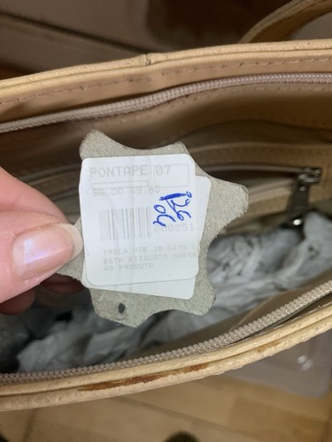 Beige 100 % hellbraun Leder Beuteltasche Tasche Schultertasche Arbeit College brasilianisch Pontape - Bild 9 von 14
