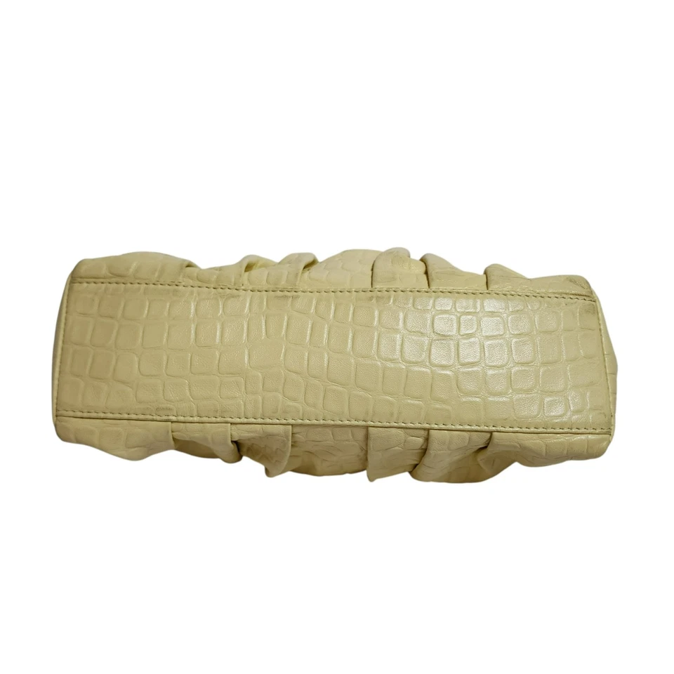 Sam Edelman Cream Croc Embossed Faux Leather Shoulder Bag Gold Chain Strap Hobo - Image 2 of 4