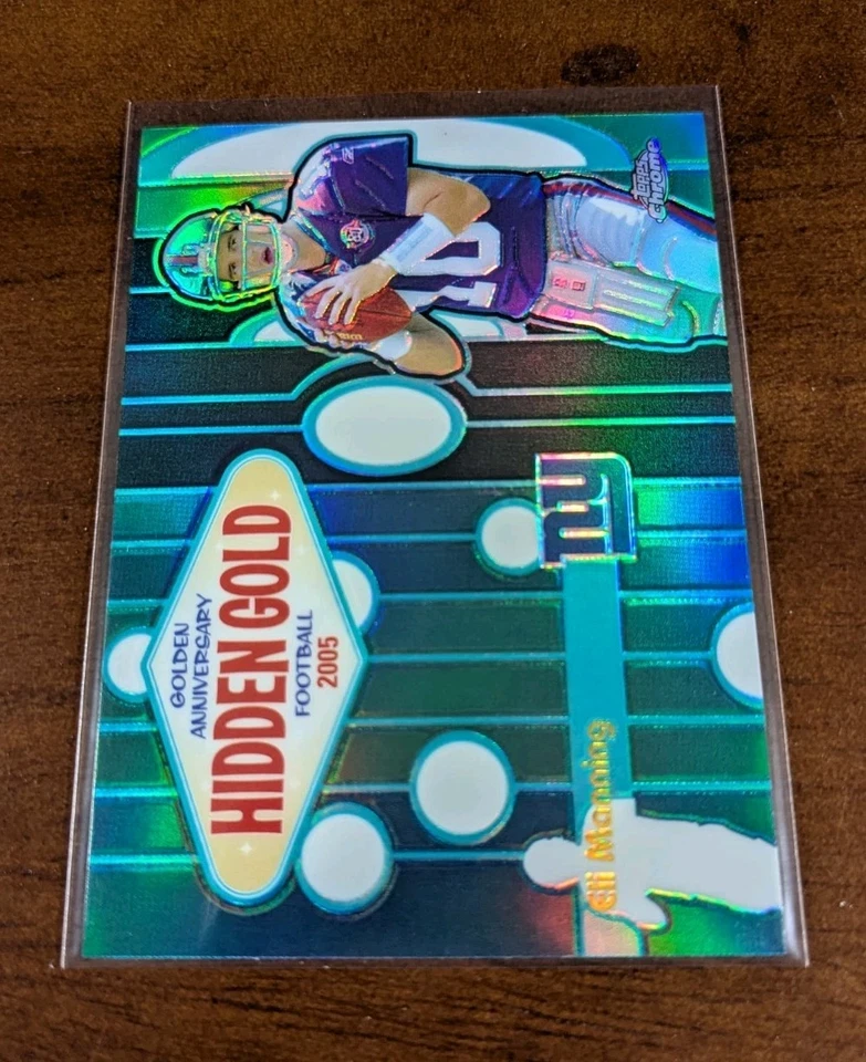 2005 Topps Chrome Refractor Eli Manning /100 Hidden Gold Anniversary 🔥 #HG3 - Image 3 of 4