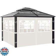 Gazebo Privacy Curtains 10' x 10' with PVC Windows, 4-Panels Side
