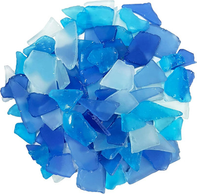 Sea Glass 14 Ounces Blue & Light Blue & Clear Mix | Multiple Color Choices Crush