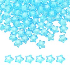 250pcs Acrylic Star Beads, 11mm Star-Shaped Pony Loose Spacer Beads, Lake Blue