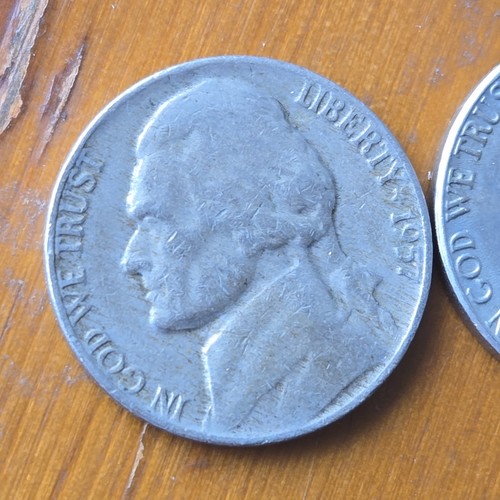 1957 D P Jefferson Nickel Proof Coin 5c Uncleaned Toned - Picture 5 of 12