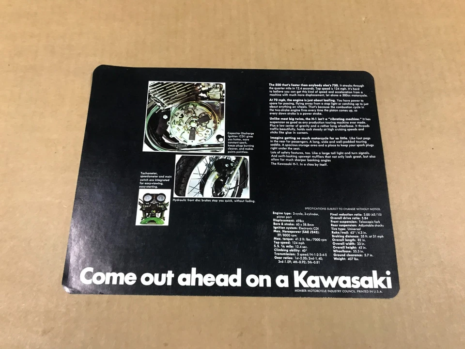 复古川崎 H-1 500-代理推销员传单 — 第 2/2 张图片
