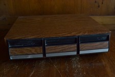 Vtg Faux Wood 3 Drawer 36 Cassette Tape Storage Cabinet Case w/Country Tapes