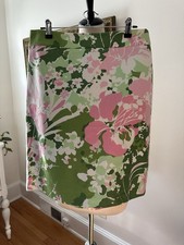 Talbot s 6 Pencil Skirt Pink Green Preppy Cottagecore Floral Lined Cotton Midi