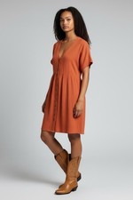 MADEWELL Size Small Lightspun Button-Front Mini Dress Orange Gauze Pockets