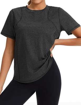 Sportshirt Damen Kurzarm Rundhals Funktionsshirt Oberteile Atmungsaktiv Leich... - Bild 1 von 4