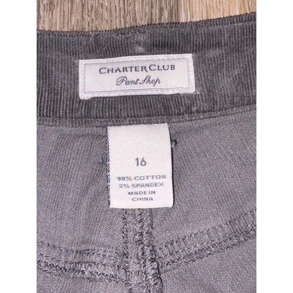 EUC Women's Charter Club Lexington Straight Charcoal Gray Corduroy - Size 16 - Image 3 of 4