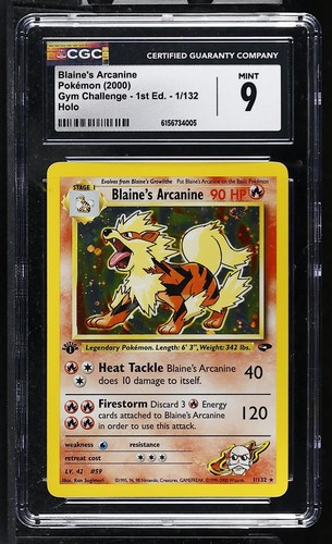 Blaine's Arcanine (1st Edition) graded PSA 9 for sale on eBay