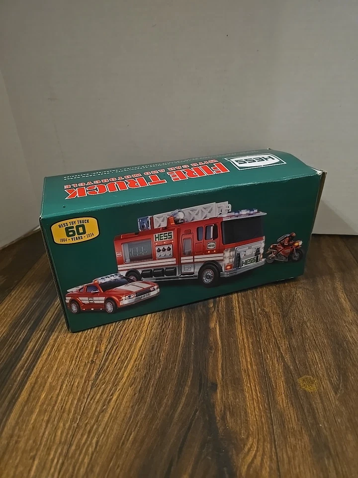 Caminhão de bombeiros brinquedo HESS 60º aniversário com carro e motocicleta - Modelo T0823 - Imagem 2 de 2