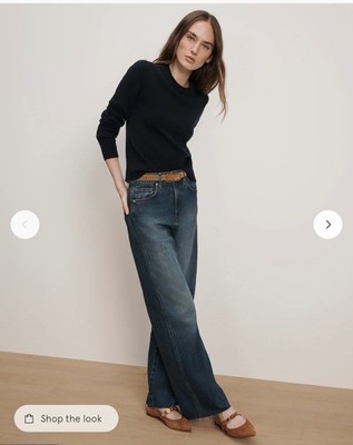 NWT Veronica Beard Women's Taylor Wide Leg High Rise Rebel Moon Blue Jeans 30