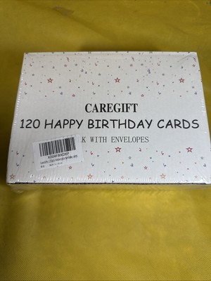 120 Pack Happy Birthday Cards Designs, Blank Inside with Envelopes T2