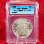 1921 Morgan Silver Dollar ICG MS65 Final Year of Issue