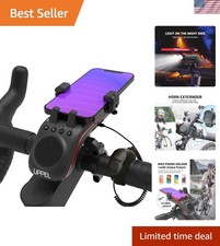 Bluetooth Speaker  Bike Holder Combo with Adjustable LED Light  Horn - Black