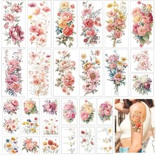 Flower Temporary Tattoos Girls - 28PCS Pretty Tattoos Temporary Floral