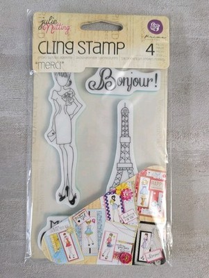 Julie Nutting Merci 4 Piece Paris Cling Stamp Set - New