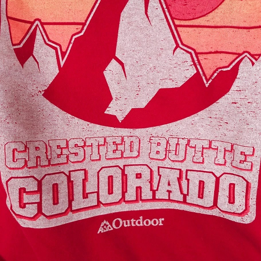 Crested Butte Sweatshirt Hoodie Mens Size Small Red Rocky Mountains Colorado