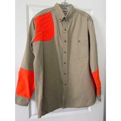 RedHead Mens Hunting Shirt Tan Blaze Orange Quilted Shooting Patch XLarge Cotton