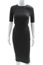 Sen Womens Bodycon Sheath Dress Dark Gray Short Sleeve Mid Calf Size 1