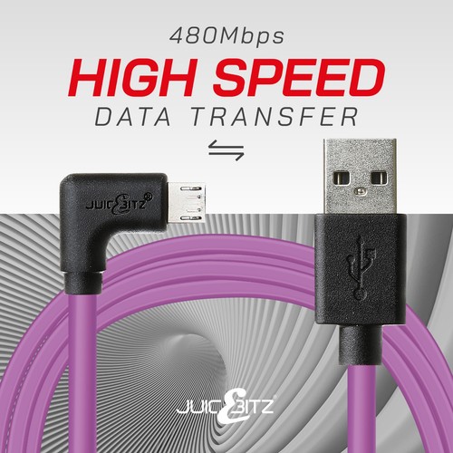 JuicEBitz® 20AWG USB do Micro B 90° kątowy kabel szybkiej ładowarki do telefonów z systemem Android - Zdjęcie 6 z 30