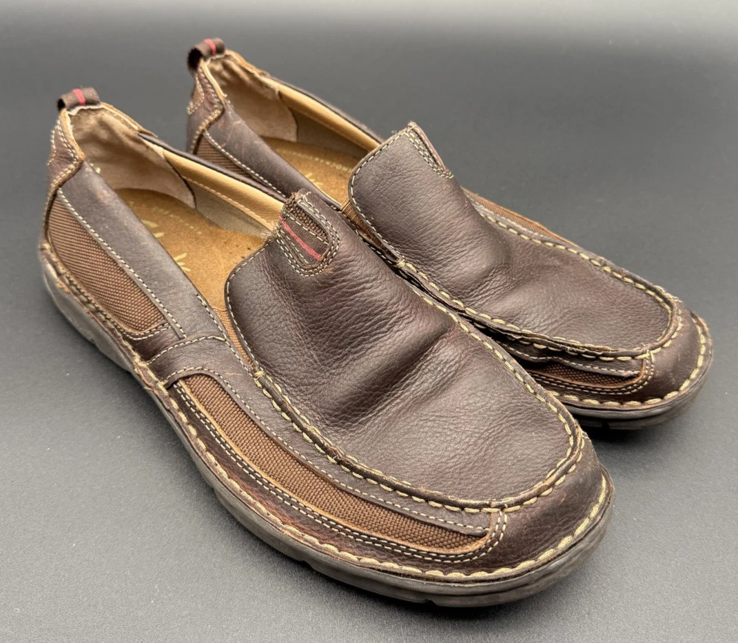 Scarpe Clarks XTR Lite uomo taglia 8 mocassini slip on marrone medio pelle comode