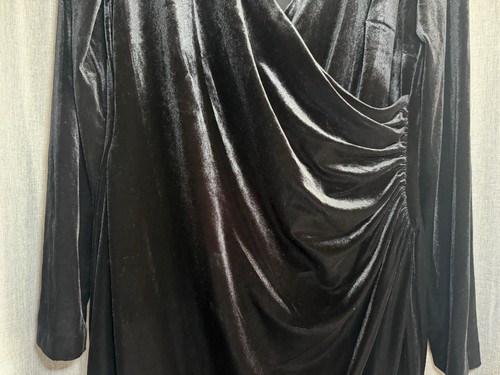 NWT Lauren Ralph Lauren LRL Velvet Surplice Dress Black Sz 12 Cocktail Party - Picture 3 of 11