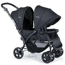 Folding Twin Stroller w/Multi-Level Backrest, Canopy,Handle,Footrest,Safety Belt