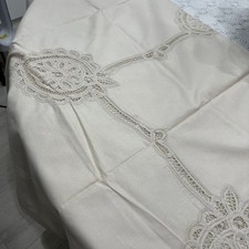 Handmade Cutwork Tablecloth Set 66x82 100 Cotton 9 Pc Ivory Lace China