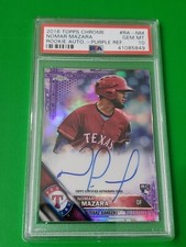 PSA 10 Nomar Mazara 2016 Topps Chrome Purple Refractor Auto 194/250 , Rangers