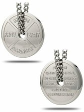 Mens Stainless Steel Weight Plate Necklace - ...