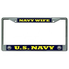 navy wife logo seal military chrome license plate frame made in usa