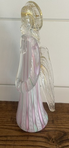 Murano-Mid-Century RARE X-Large Vintage Art Glass LATTICINO Ribbon Angel-10.25" - Picture 8 of 9