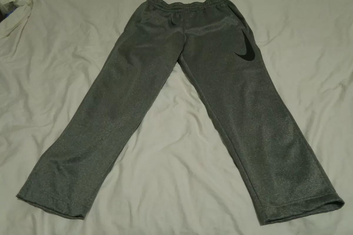 Nike Therma HBR Basketball Pants Dri Fit Fleece Training Swoosh AT3260 050 Gray