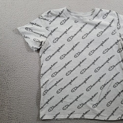 Champion Shirt Boys Extra Large Gray Script Logo Spell Out Athleisure Tee - Picture 4 of 10
