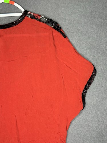 Anthropologie Yoana Baraschi Orange Viscose Boho Embroidered Tunic Blouse Small - Picture 13 of 23
