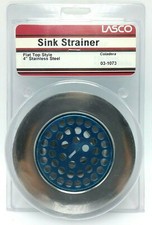 LASCO 03-1073 Chrome Plated Stainless Steel Flat Top Kitchen Sink Strainer 4"