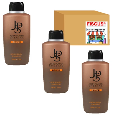 John Player Special JPS HOMME 3 x 500 ml Hair & Body Shampoo Duschgel