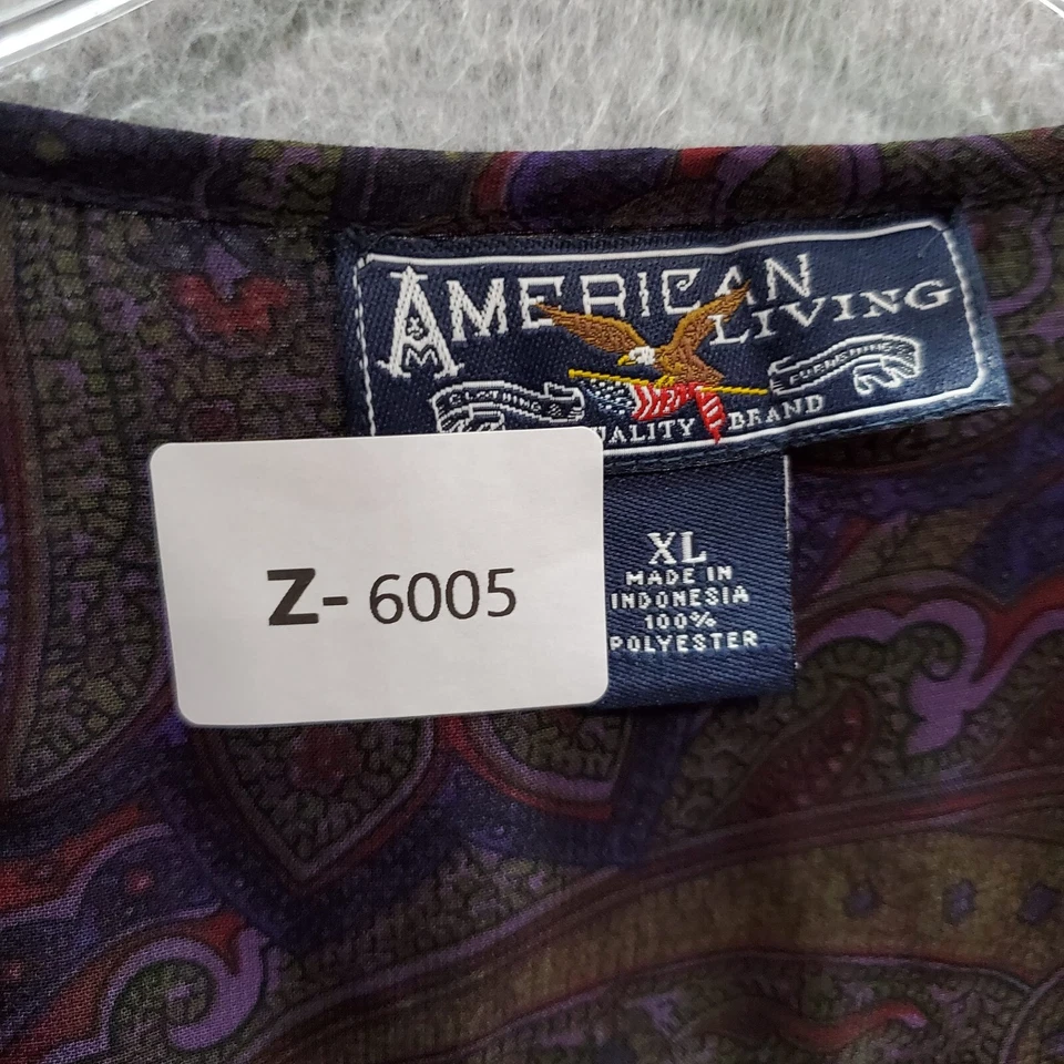 Blusa American Living Feminina Top XL Roxa Paisley Boho Transparente Manga Balão - Imagem 2 de 4