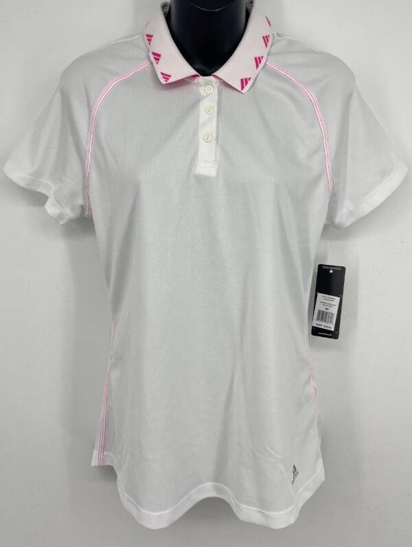 Adidas Womens Golf Shirt Top White Pink Medium NEW NWT Athletic