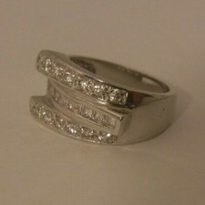 Sterling Silver FAS CZ Cubic Zirconia Cluster Tapered Band Ring Size 7.25 NICE