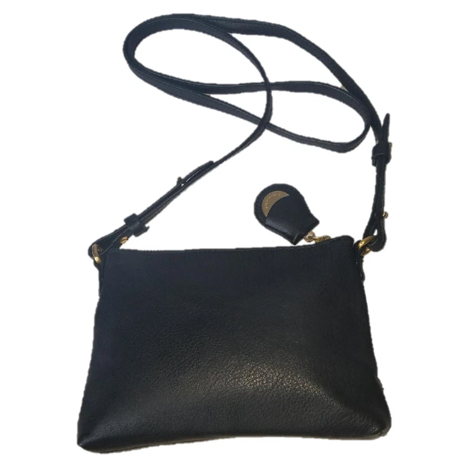 TAHARI BOLSO BANDOLERA MUJER CUERO NEGRO MONEDERO 7.5" X 5.5" X 1.5" NUEVO Foto 2 de 4