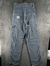 VTG Lee USA Made Blue White Striped Denim Carpenter Pants Union UGWA Size 22x32