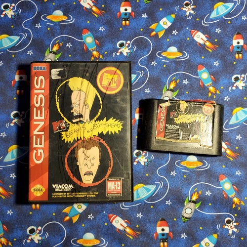 Beavis and Butt-Head (Sega Genesis, 1994) In Box Tested/Works! Case Scribbles